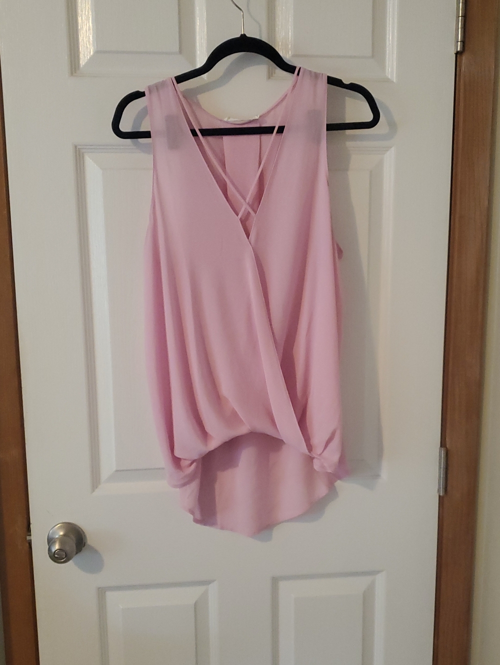 2/$10 Lush Light Pink Sleeveless Crisscross Surplice Tank